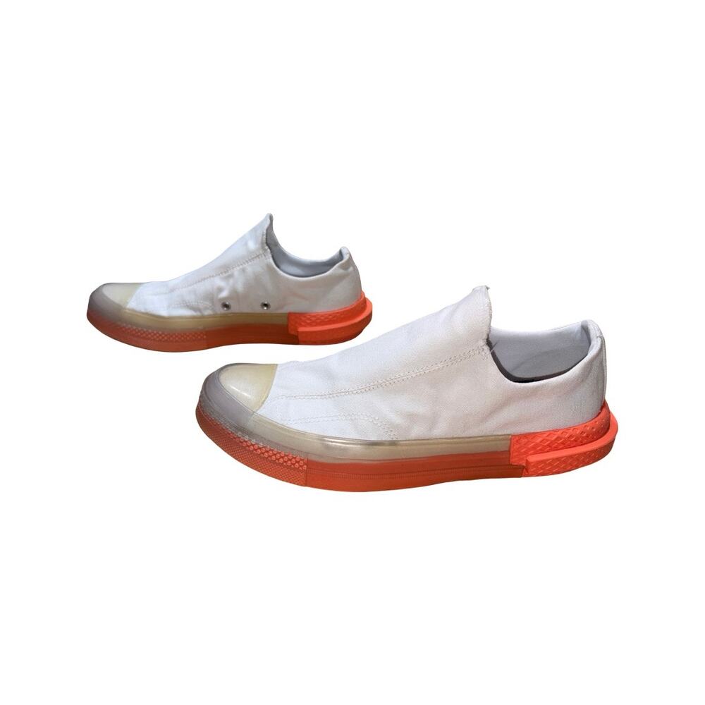 Converse White Canvas Slip-On Sneakers with Orange and Beige Accents - Picture 4 of 10